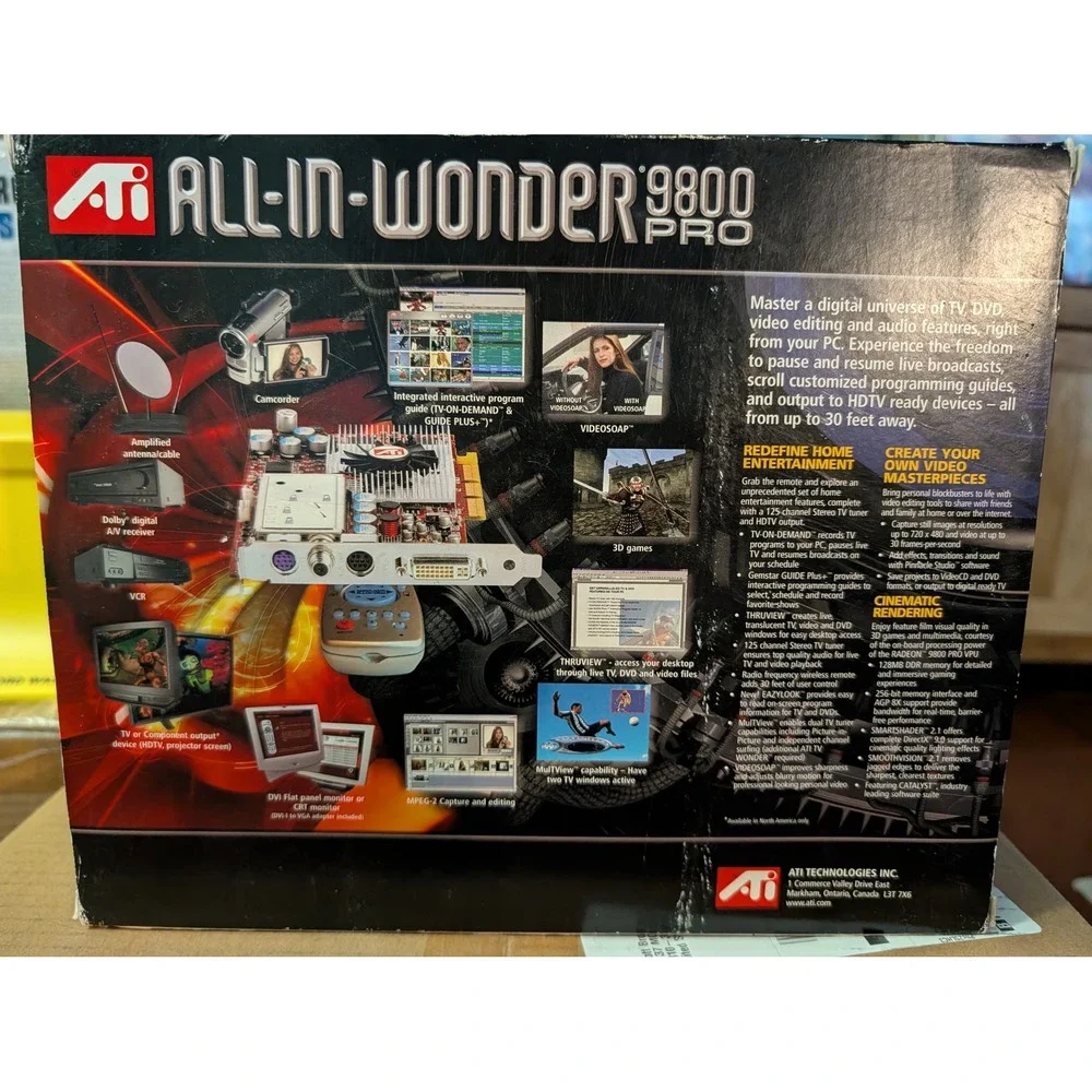 ATI All-In-Wonder 9800 Pro 128MB DDR AGP Graphic Card Video Capture TV Tuner Box